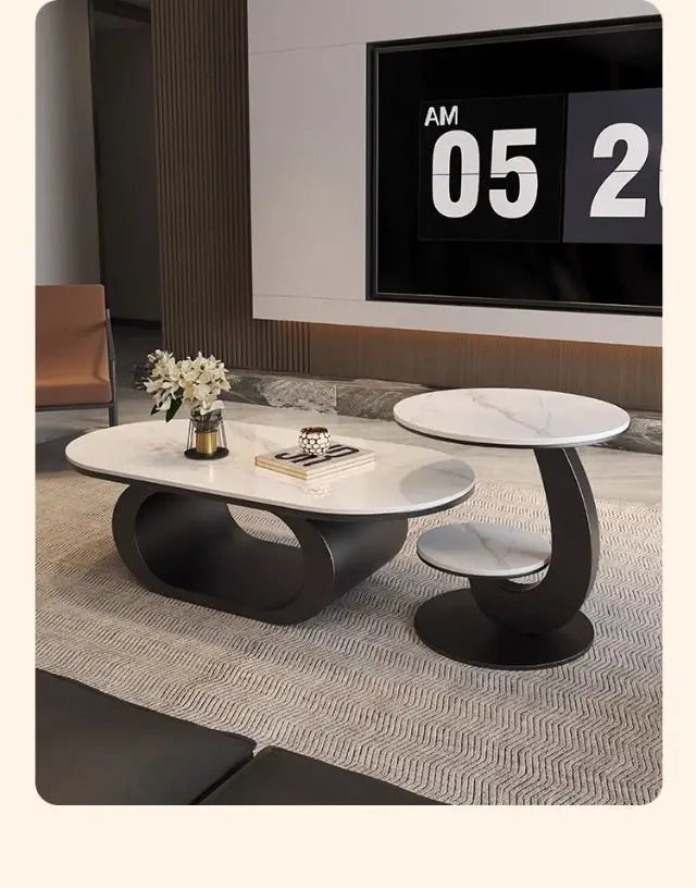 Italian minimalist new rock slab coffee table living room home simple modern high-end combination light luxury oval tea table