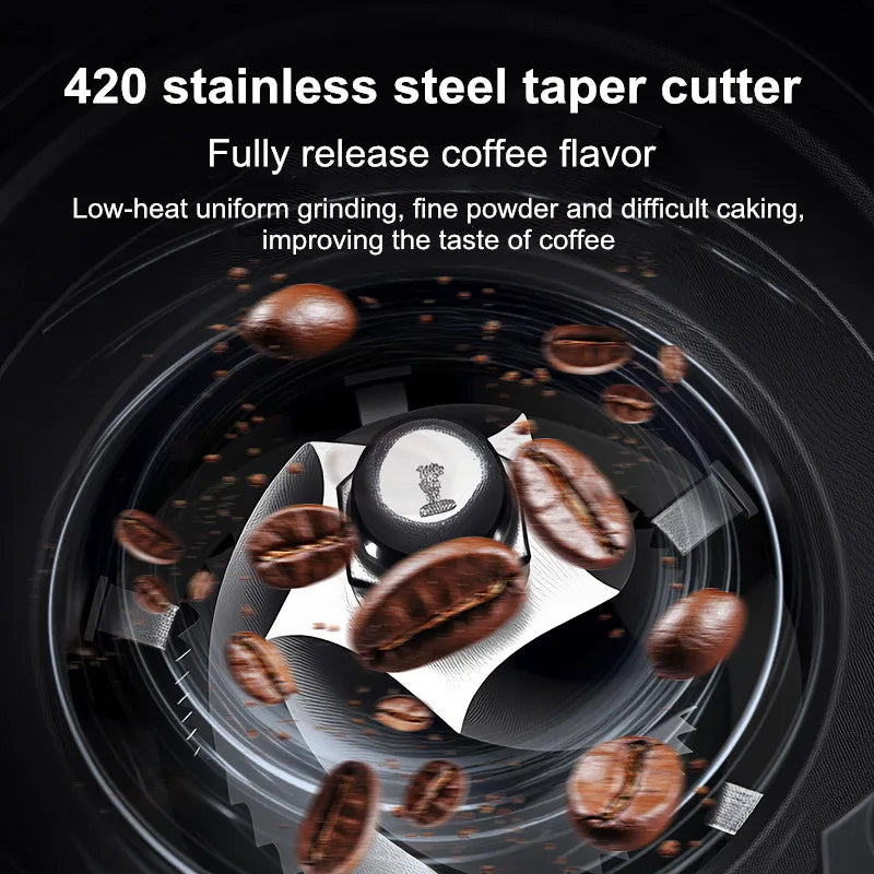 Touchscreen Electric Coffee Grinder - Automatic Commercial & Home Use, Stainless Steel Burr Mill with Dose Control, LCD Display