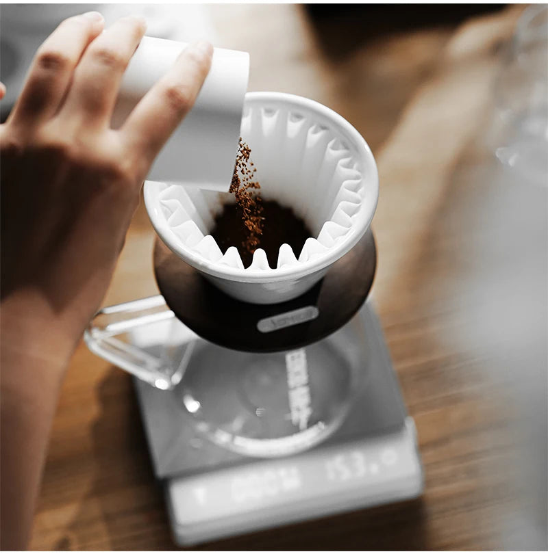 MHW-3BOMBER Meteor Dripper 1-2 Cups Pour Over Coffee Dripper With Wooden Base Ceramics Coffee Dripper For Manual Brew Barista