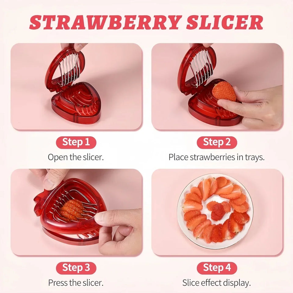 Strawberry Slicer Stainless Steel Sharp Blade Cutter Small Tool for Decorating Dessert Cups Cake Racks Homemade Bread Decoration