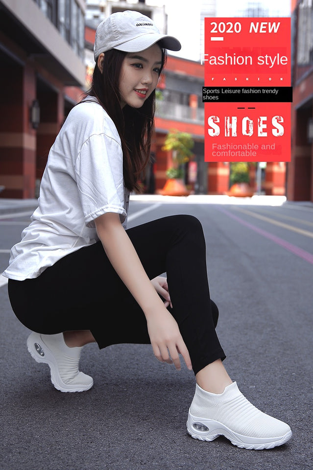 Women Sneakers Fashion Black Sports Casual Shoes Breathable Mesh Lightweight Air Cushion Non-Slip Running Shoe Zapatillas