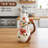 Hand-Painted Ceramic Seasoning Bottle Bird Flower Fruit Soy Sauce Vinegar Oil Bottle Coffee Table Wine Cabinet Decoration