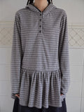 Onalippa Girl Style Hooded Sweatshirt Spring Autumn New College Women Clothing Gray White Striped Long Sleeved T-shirt Base