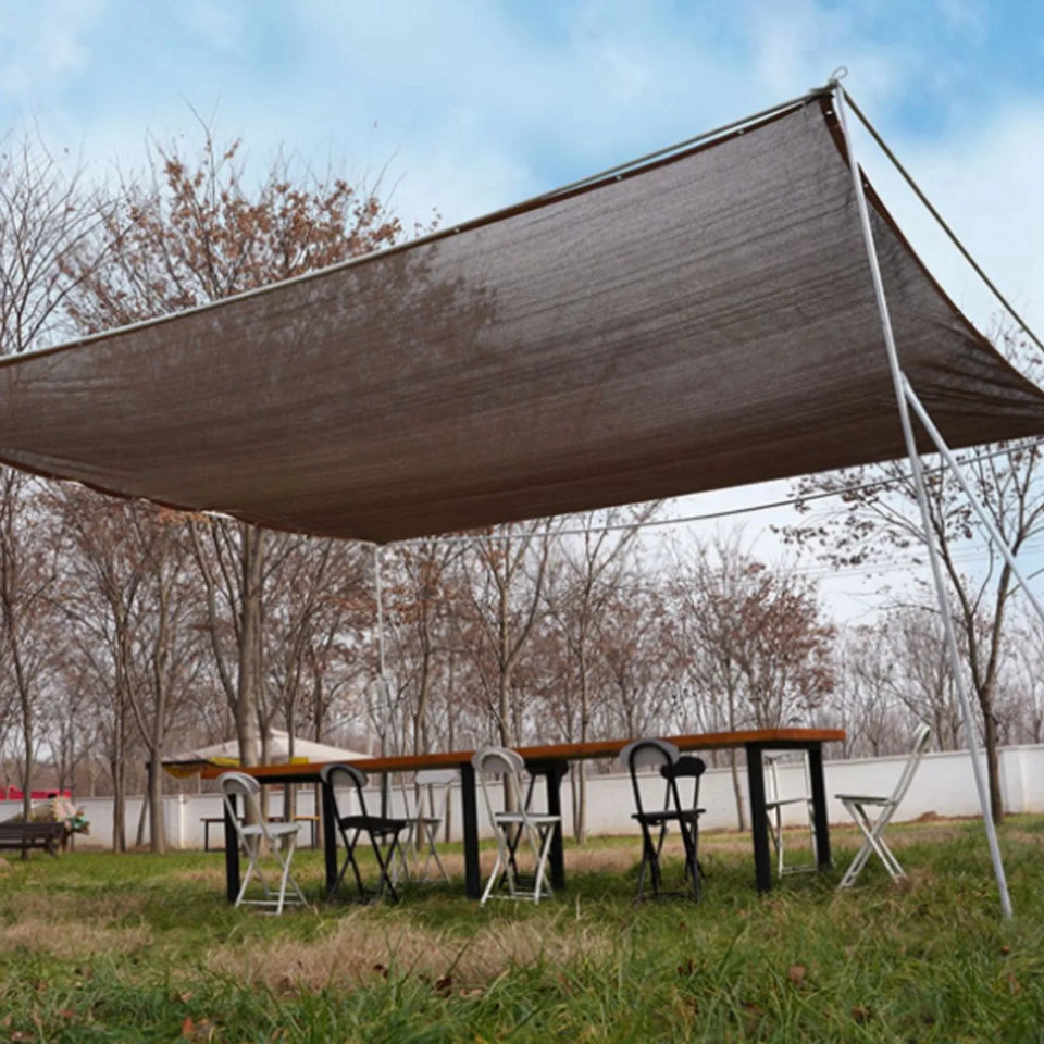 Sunshade Net Soft Coffee High Density Sun Shade Sail Polyethylene Metal Grommets with 4 65.6FT Ropes for Patio