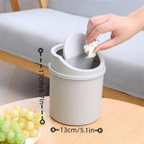 1pc Mini Desktop Trash Can with Lid - Cylindrical Tabletop Waste Bin, Easy To Clean Screw-Off Cap for Office and Coffee Bar