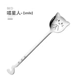Funny Cat Spoons Cute Cartoon Meow Teaspoons for Coffee Dessert Cake Long Tail Spoon Birthday Gift Kitchen Tableware Accessories