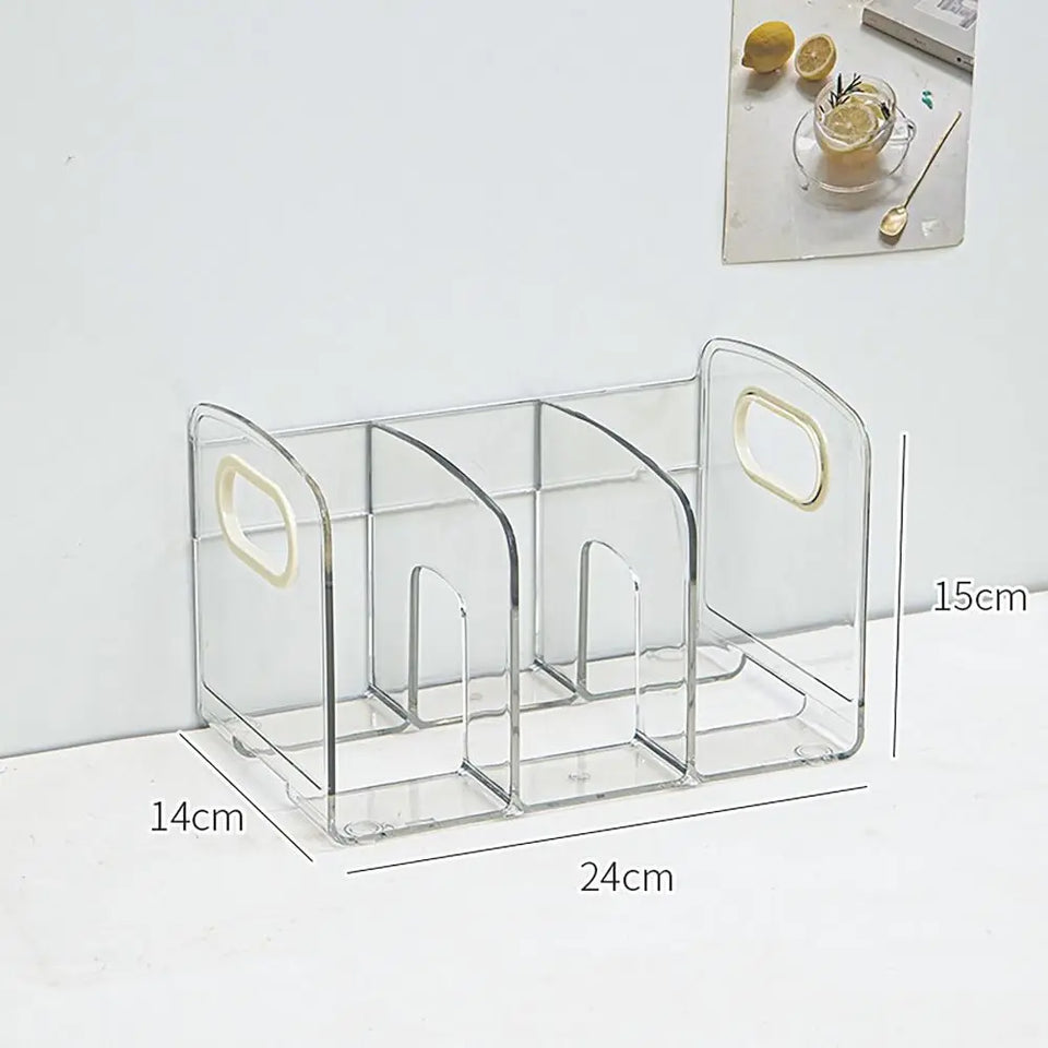 Convenient Clear Acrylic Bookends with Handle Desk Organizer Divided Book Stand Desktop Book Holder Student