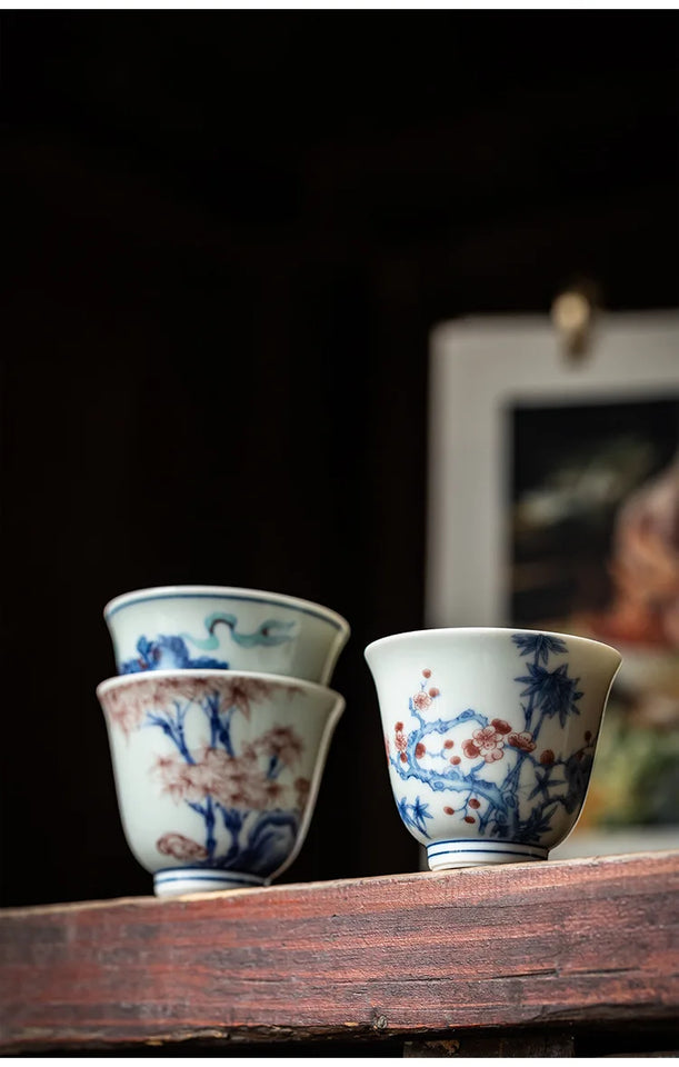 Kung Fu Tea Cup, Hand-painted,  Vintage Blue and White Tea Cup, Handmade Ceramic，High End Personal Tea Cup, Single Cup