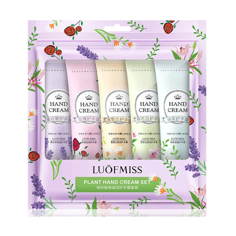 5pcs Plant Fruit Fragrance Hand Cream Sets Moisturizing Handcream Set Hand Care Nourishing Anti Chap Skin Care for Foot
