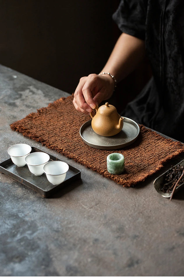 Tea mat, pure handmade plant table runner, pure cotton, thick coarse dry soaking, retro wabi-sabi tea ceremony accessories