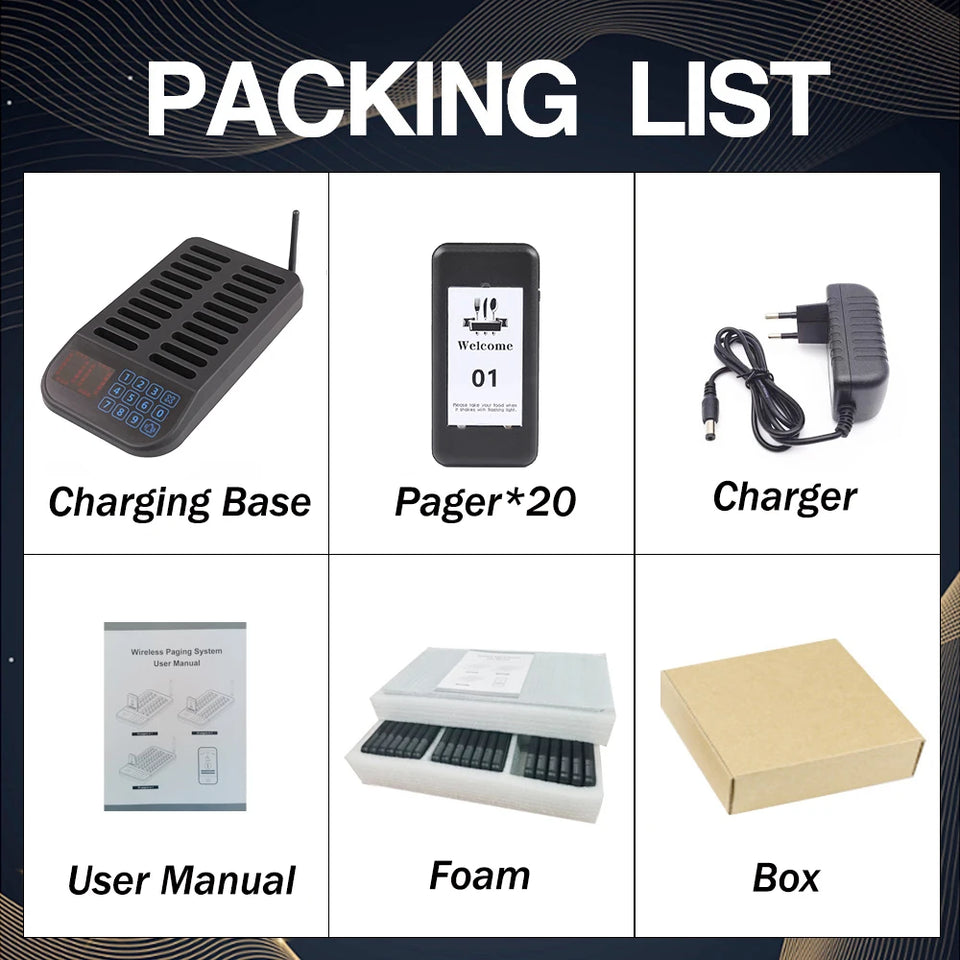Wireless Restaurant Pager System Touch Panel Wireless Calling System Food Pager Guest Paging System for Coffee Shop Bar