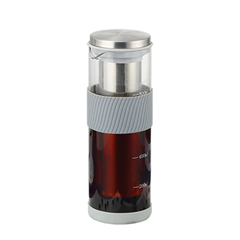 800ml Iced Coffee Maker Cold Brew Cafe Glass Pot Steel Filter Infuser Ice Tea Brewing Jug Dispenser Cold Cafe Bottle Container