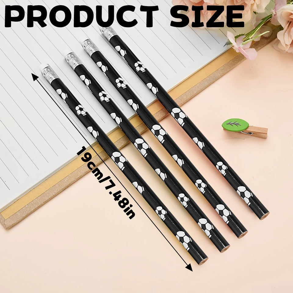 10/20/30 PCS football-themed pencils with erasers, featuring exquisite football designs, durable wooden pencils