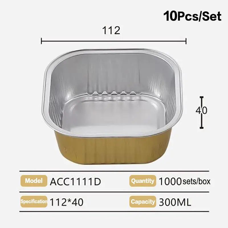 Aluminum Foil Lunch Box Gold Sealed Disposable Takeaway Packaging Commercial Resistant Tin Paper Box With Lid