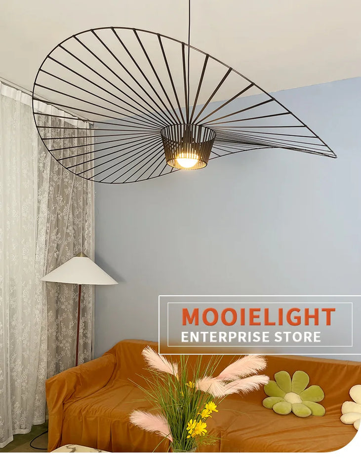 Italian Nordic Straw Hat Pendant Light Restaurant Art Living room Designer Industrial Retro Restaurant Kitchen Hanging Lights