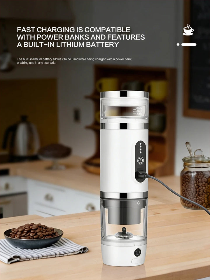Outdoor camping portable capsule coffee machine, 3-in-1 multi-functional espresso machine with built-in wireless milk frother.