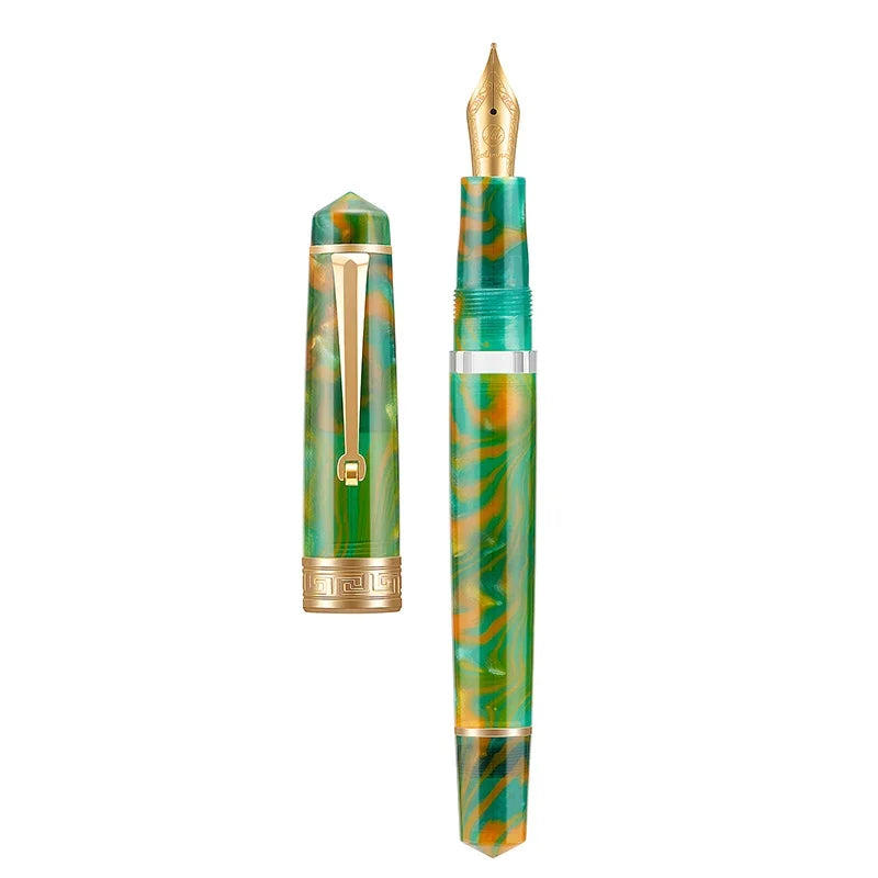 Smooth Asvine P20 Piston Filling Fountain Pen Acrylic Beautiful Patterns EF/F/M Nib with Golden Clip Writing Office Gift Box Pen