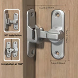 2pcs/set Heavy-Duty Anti-Theft Door Lock, 90°/180° Adjustable Sliding Pin Lock, Commercial/Residential Grade, Black Heavy-Duty C