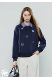 TOYOUTH Women Warm Hoodies Sweatshirt 2025 Winter New Cotton Cartoon Embroidery Age-Reducing Tops