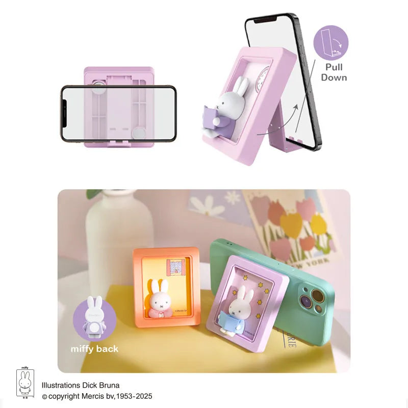Miffy Photo Frame Phone Stand Blind Box Studying Reading Dreaming Rabbit Model Magnetic Refrigerator Sticker Decoration Gift