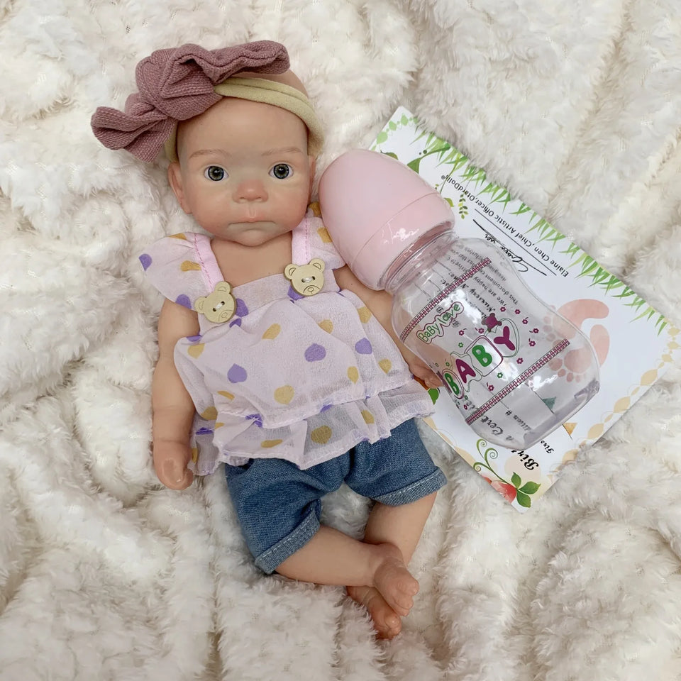 AnjoDoll 10Inch Silicone Girls Whole Body Soft Solid Silicone Reborn Doll Handmade Painted Washable Play Dolls Toys For Gifts