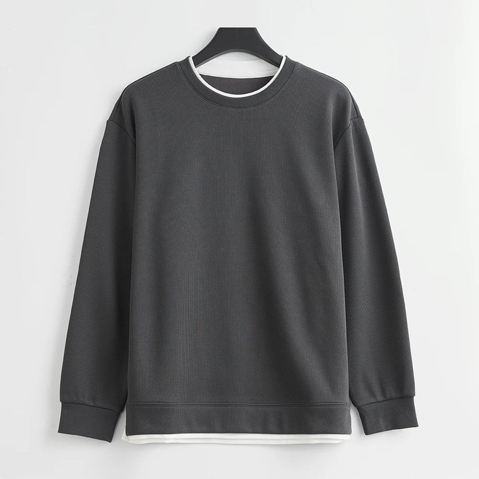Men's Long Sleeve Casual Hoodie Loose Fit Round Neck White Top For Spring Autumn Versatile Sweatshirt Trendy Brand Men's Wear