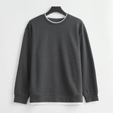 Men's Long Sleeve Casual Hoodie Loose Fit Round Neck White Top For Spring Autumn Versatile Sweatshirt Trendy Brand Men's Wear