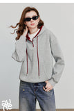 TOYOUTH Women Hoodies Sweatshirt 2025 Autumn New Contrasting Color Embroidery Splicing Hooded Pullover Tops