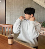 Men's Hooded Sweatshirt Knitting Solid with Zipper Male Hoodie Clothing Deals Cotton 90s Vintage Luxury Y2k Emo Tops Simple Warm