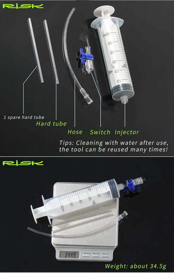 Cycling Bike Bicycle Tubeless Tyre Sealant Injector Injection and Syringe Schrader Presta Valve Core Removal Tool