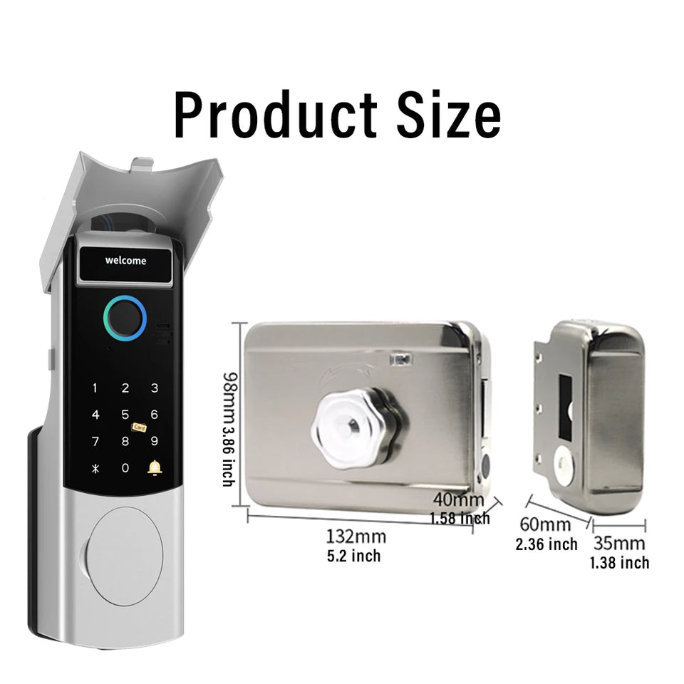 Outdoor Waterproof Smart Tuya Wifi Lock 3D Face Recognition Digital Code Keyless App Fingerprint Lock With Rechargeable Battery
