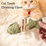 Dental Health Chew Toy for Cats - Bite-Resistant Fishbone Toy with Catnip & Silvervine for Teeth Cleaning, Interactive Play & Or