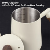 Stainless Steel Coffee Gooseneck Kettle 600ML Pour Over Coffee Pot with Precision Spout for Hand Brewing