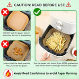 Air Fryer Liners Disposable 100pcs Parchment Paper Square Liners Round Liners Free of Bleach Non-Stick Oil-proof and Waterproof