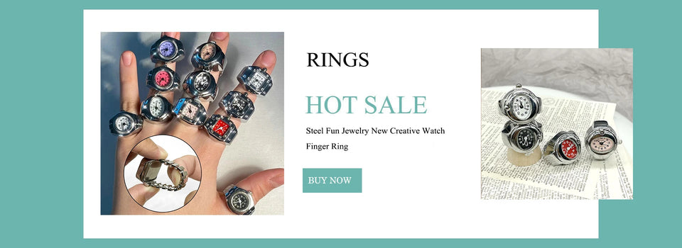 Rhinestone Mini Unisex Fashion Finger Watch Retro Roman Quartz Watch Rings for Women Men Elastic Strap Alloy Watches Jewelry