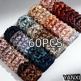 1/30/60/100pcs bulk satin scrunchies 100colors  women small 6.5cm headwear hair ties accessories casual cute black coffee