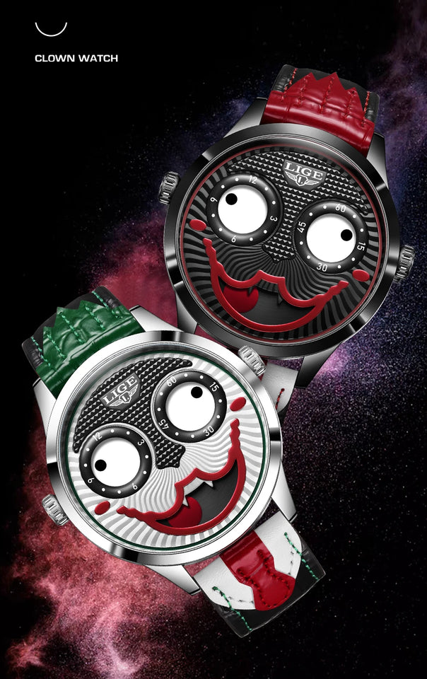 LIGE 2025 TOP Men's Watches Quartz Clown Dial Watches Unique Strange Fashion Cool Watch Waterproof watches for men reloj hommes