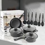 12-Piece Non-Stick Cookware Set Cooking Pot with Lid Milk Pot Maifan Stone Frying Pan Cooking Pot Set for All Hob