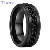 Dropshipping 8mm New Arrivals Men Women Stainless Steel Rotate Chain Ring Stepped Grooved Brushed Festival Fashion Gift Jewelry