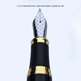 Jinhao Fountain Pen Black Fish Scale Long Knife Tip Dragon Relief Hand Polished Pen Tip Birthday Wedding Promotion Teacher Gift