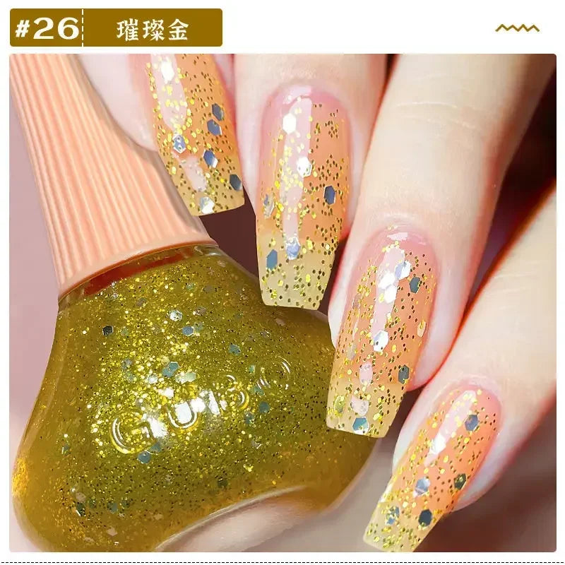 New Oily Gel Nail Polish Glitter Sparking Autumn Winter Milk Coffee Color Varnish No Bake Quick Dry Nail Art Salon Nail Polish