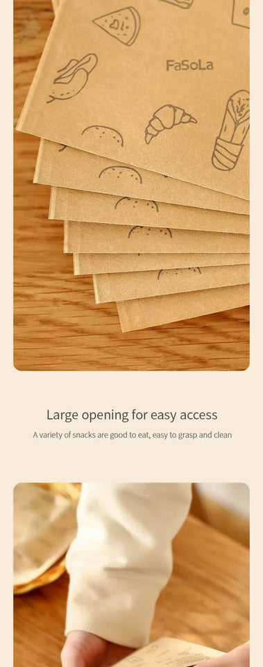 50PCS Greaseproof Paper Bag, Kraft Paper Bag, Food Packaging Bag, Disposable Packaging Baking Paper Kitchen Accessories