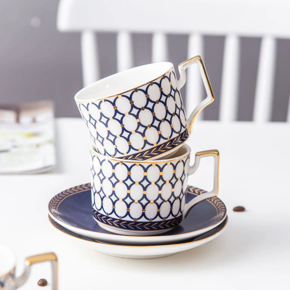Nordic Ins Bone China Coffee Cup Golden Handle Coffee Pot Ceramic High Grade Milk Tea Pot Creative Afternoon Tea Black Tea Cup