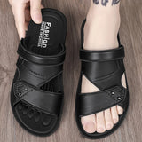 Summer Men's Sandals Leisure Beach Shoes Male Holiday Slippers Outdoor Retro Comfortable Casual Sandals leather Men Slippers