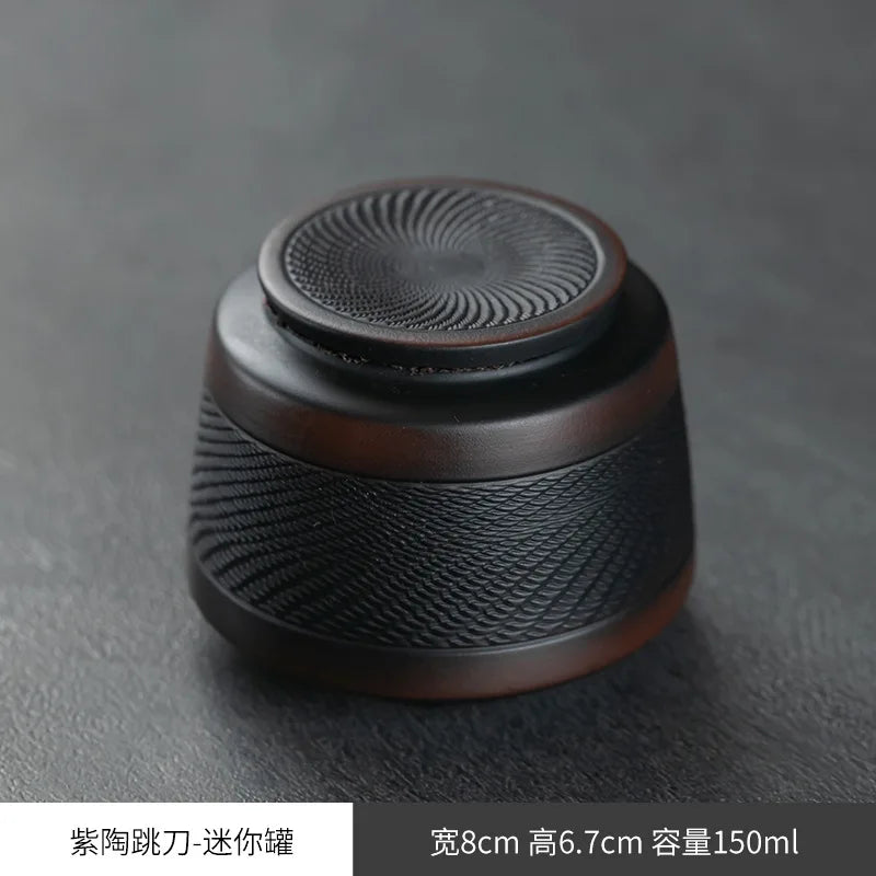 tea organizer Porcelain Purple pottery tea can Sealed moisture-proof jar ceramic purple clay awaken tea jar Pu erh storage jars