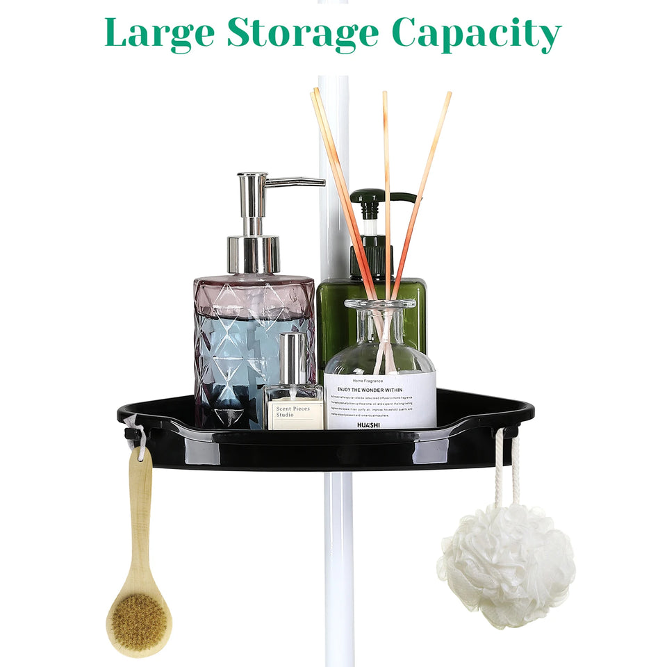Corner Shower Caddy with Tension Pole 4-Tier Adjustable Shelves Bathroom Storage Organizer with Rubber Pad,101.6 - 122 Inch H