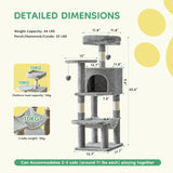 JHK 44In Cat Tree Tall Multi-Cat Climbing Tower for Pet Furniture Natural Sisal Scratching Posts Stable Pet House for Indoor Cat