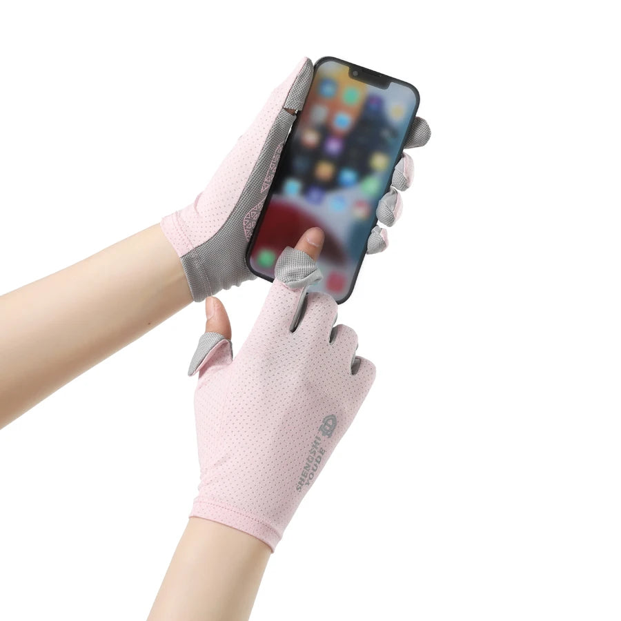 Sunscreen gloves for men and women, touch screen, ice silk thin design, large size, summer outdoor driving, cycling, rider, sun