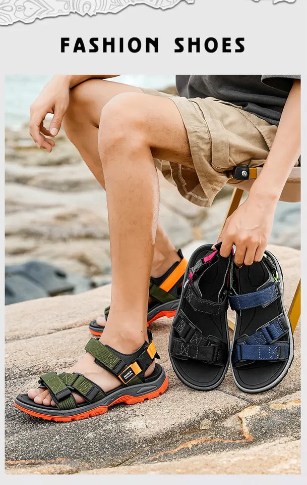 Summer Men's Sandals Trendy Casual Outdoor Sport Shoes for Holidays Beach Breathable Wear-Resistant Hiking & Walking Sandals