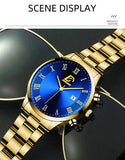 Fashion Mens Gold Watches Luxury Minimalist Quartz Wrist Watch Men Business Casual Calendar Watch Reloj Hombre
